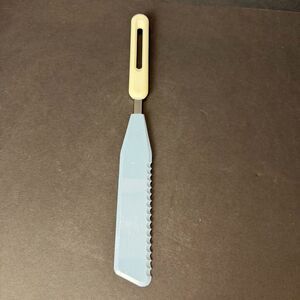 Vintage Bonny Nylon or Plastic Blue & White 13 Inch Serrated Knife
